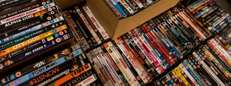 boxes of DVDs