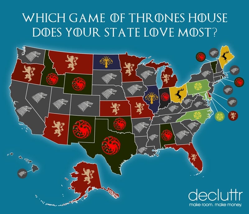 Which Game Of Thrones House Is Your State Decluttr Blog