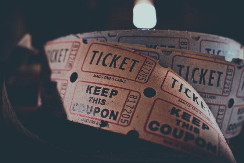 Ticket admission stock image